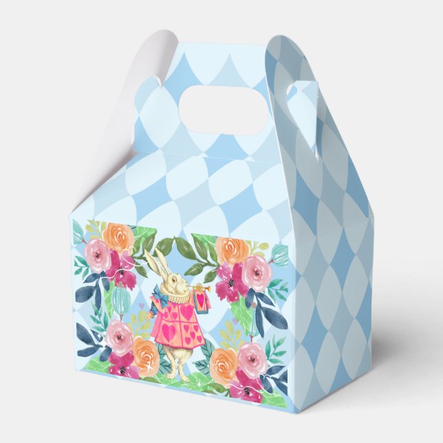 Vit kanin i Wonderland blue argyle Presentaskar (Framsidan Sidan)