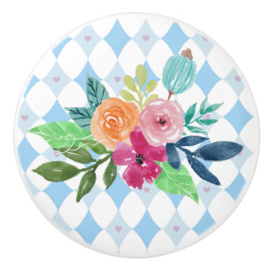 Vit kanin i Wonderland Blue diamonds Knopp