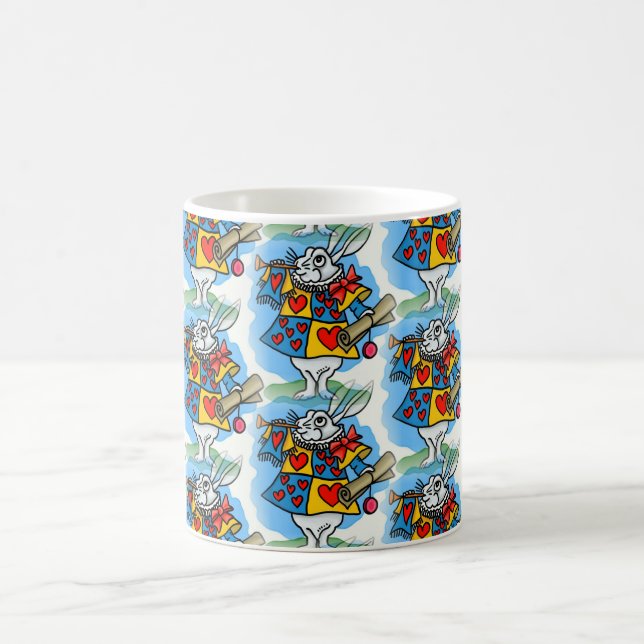 Vit kanin i Wonderland Tecknad Kaffemugg (Center)