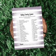 Vit kanin Lila Baby Candy Baby Shower Spel