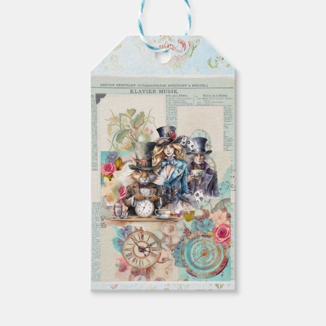 Vit kanin, Mad Hatter & Alice i Top hat Presentetikett (Framsidan)