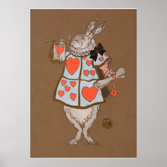 Vit kanin med heraldisk kostymdesign poster (Framsidan)