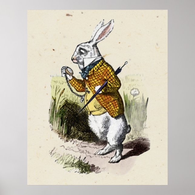 Vit kanin med klocka, Alice i Underlandet Poster (Framsidan)