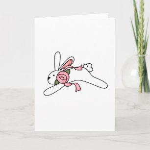 Vit kanin med Rosa Ribbon Tshirts och gåvor Helgkort