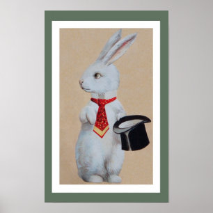 Vit kanin med Tophat Poster