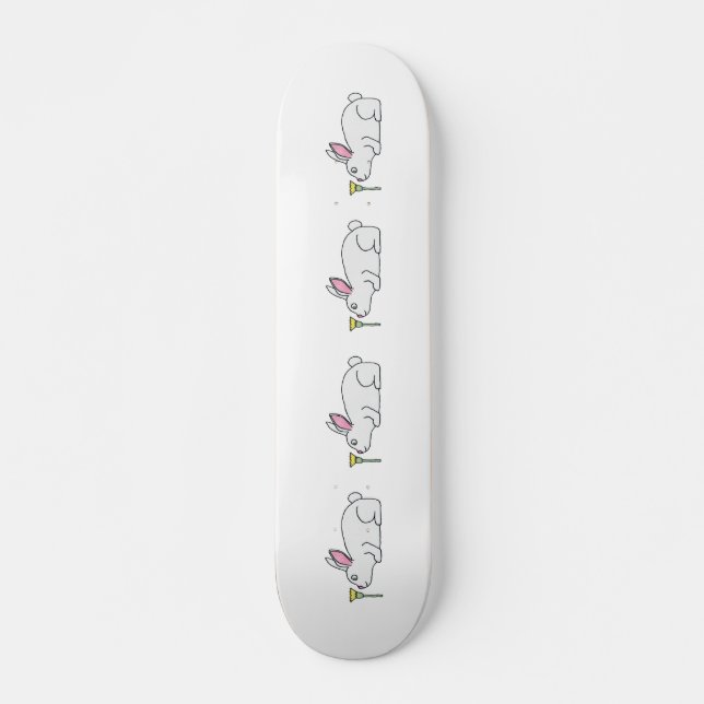 Vit kanin och blomma. old school skateboard bräda 18 cm (Framsida)