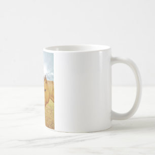 Vit kanin och Gult Horse Kaffemugg