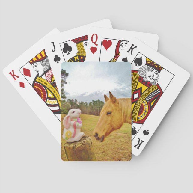 Vit kanin och Gult Horse Kortlek (Baksidan)