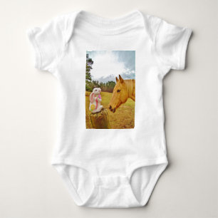 Vit kanin och Gult Horse T Shirt