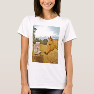 Vit kanin och Gult Horse Tee