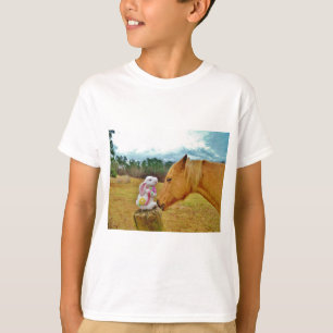 Vit kanin och Gult Horse Tee