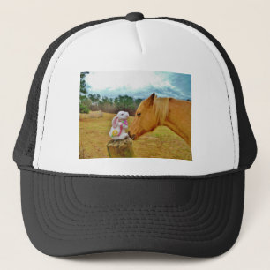 Vit kanin och Gult Horse Truckerkeps