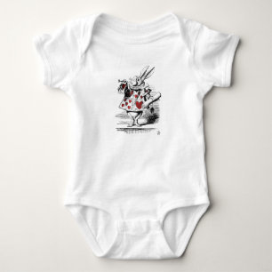 Vit kanin Red Hearts Alice i Wonderland Cute T Shirt