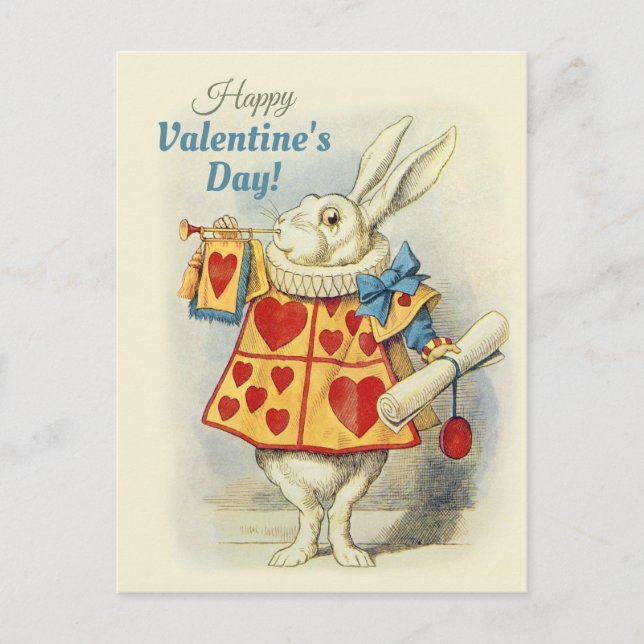 Vit kanin som Valentine herald CC0675 Tenniel Helg Vykort (Framsida)