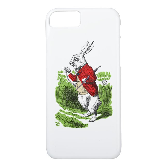 Vit kanin tittar vid klockan. Illustration Case-Mate iPhone Skal (Baksida)