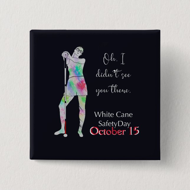 Vit käpp - säkerhetsdag, knapp för sassisk blind (Framsida)