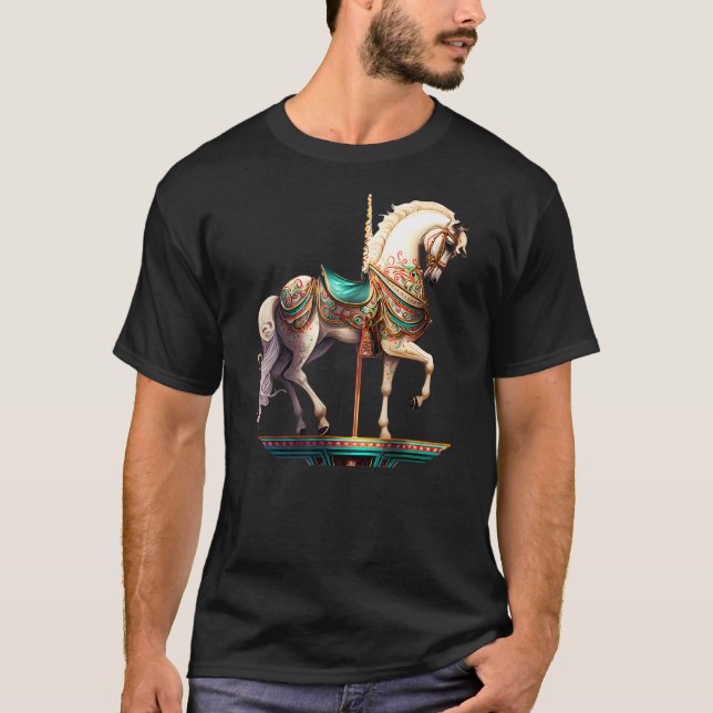 Vit Karusellhäst T Shirt (Framsida)