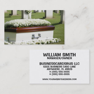 Vit Kasket Graveside Funeral Home Director Visitkort