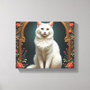 Vit Katt 5D Diamant Målningssats  Canvastryck