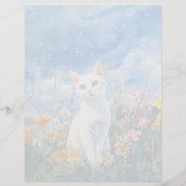 Vit katt - 8,5 tum x 11 tum Lakan