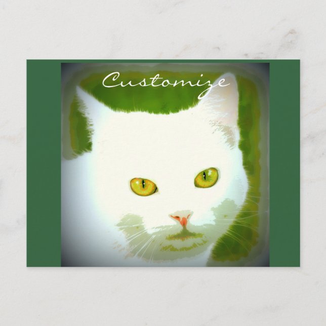 Vit katt ansikte vykort (Framsida)