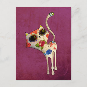 Vit katt av Day of the dead Vykort