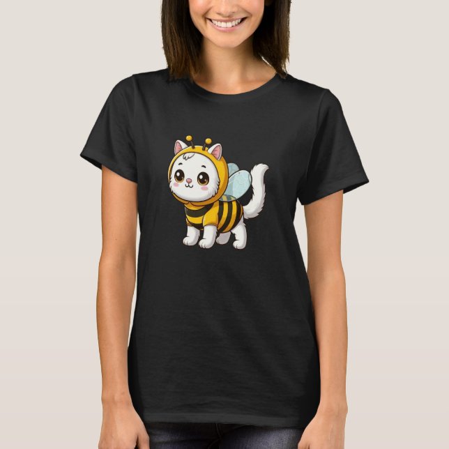 Vit katt Bihusdjur Roligt djur T Shirt (Framsida)