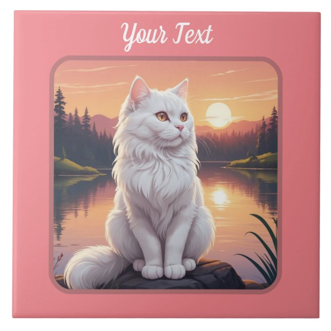 Vit Katt efter Sjö Kakelplatta (Framsidan)