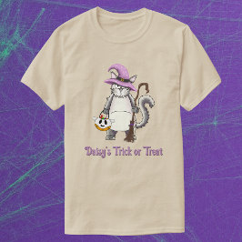 Vit Katt Häxa Whimsical Halloween Godis Unisex T Shirt