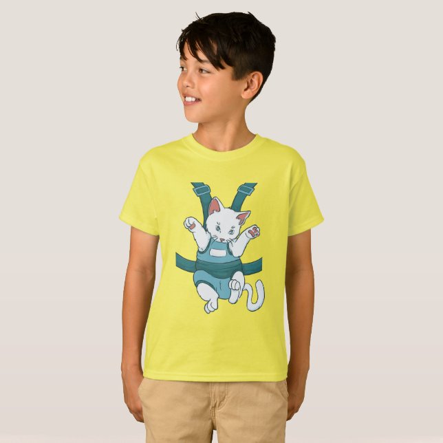 Vit katt i babygödsel t shirt (Hel framsida)