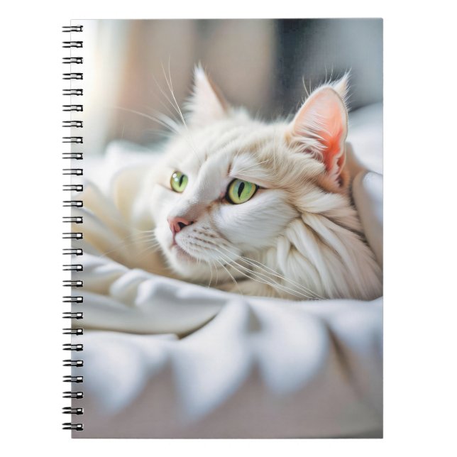 Vit katt i ben anteckningsbok (Framsidan)