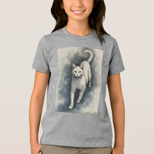Vit katt i Bläck Stil i Kina T Shirt