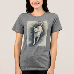 Vit katt i en kinesisk bläckteckningsstil t shirt