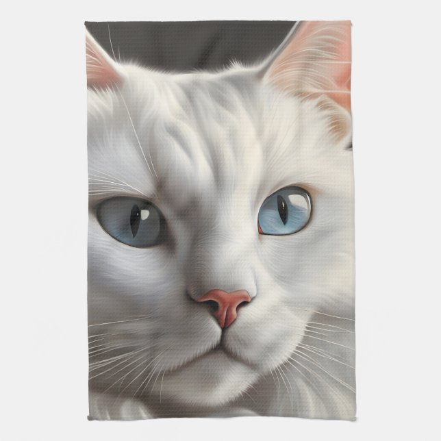 Vit Katt Kökshandduk (Vertikal)