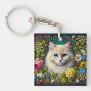 Vit katt med blå ögon