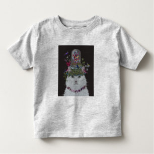 Vit Katt med Butterfly Bell Burk T Shirt