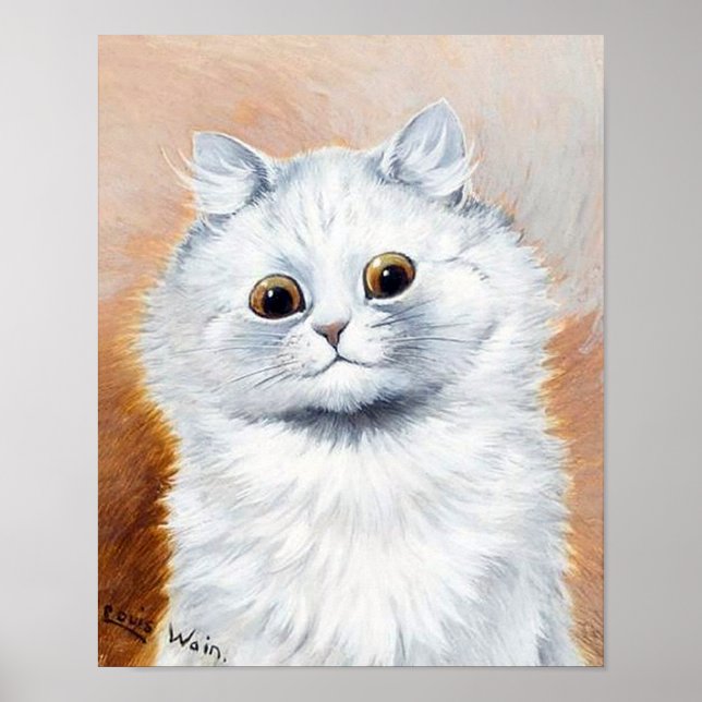 Vit Katt med Fläkt Poster (Framsidan)