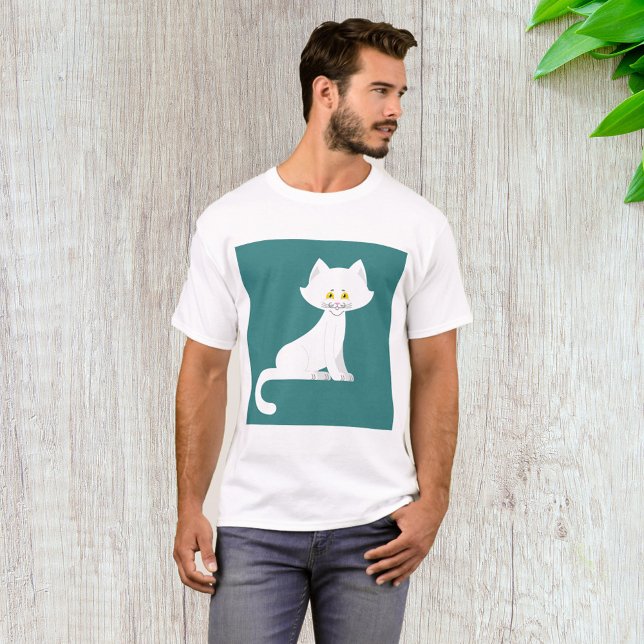 Vit Katt Minimalist Kattunge T Shirt (Skapare uppladdad)