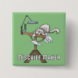 Vit Katt MisChief Maker-knapp Knapp
