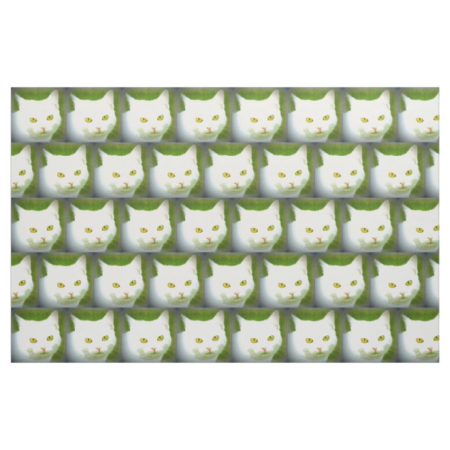 vit katt mönster tyg (Fat Quarter)