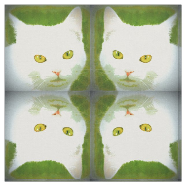 vit katt mönster tyg (Provkarta)