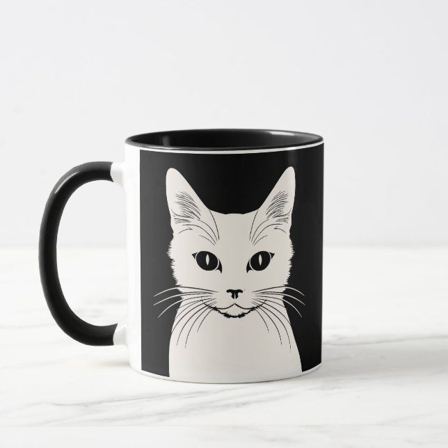 Vit katt mugg (Vänster)