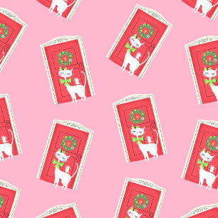 Vit Katt och mus i julklapp Retro Presentpapper