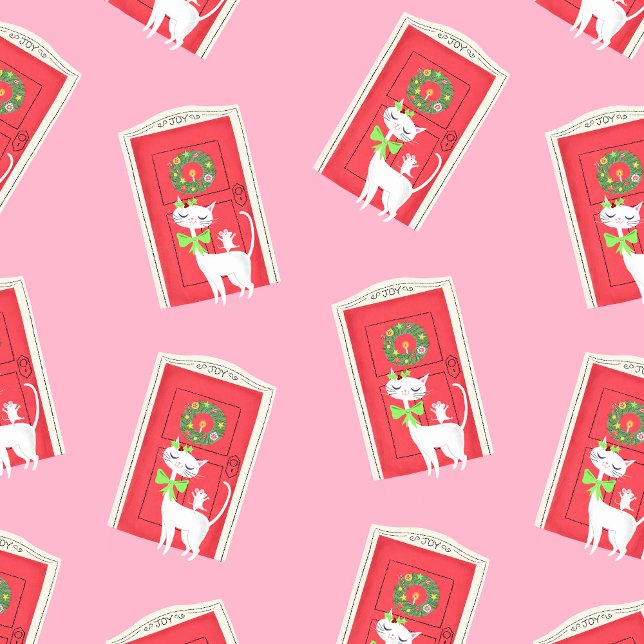 Vit Katt och mus i julklapp Retro Presentpapper (Skapare uppladdad)