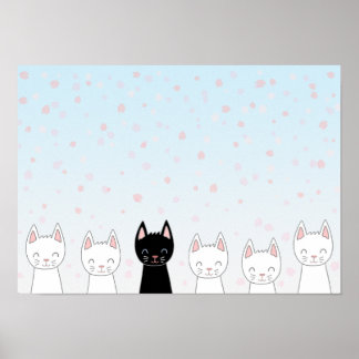 Vit katt och svart katt poster