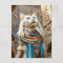 Vit katt som hög prioritet på tron vykort