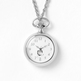 Vit katt som svänger på bärbara Necklace Watch Armbandsur