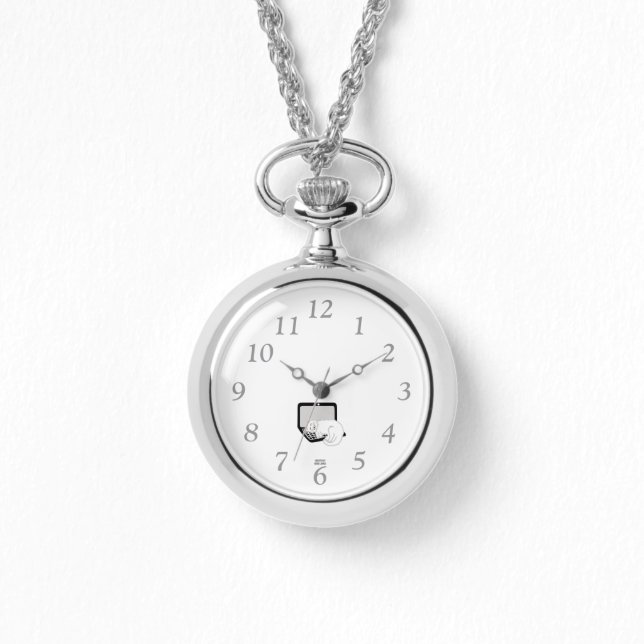 Vit katt som svänger på bärbara Necklace Watch Armbandsur (Framsida)