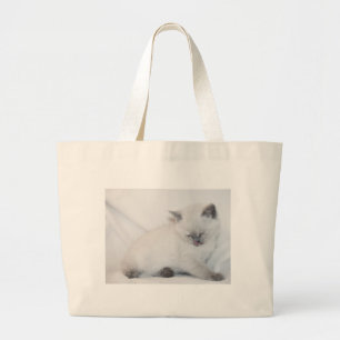 Vit katt som vårdar sig själv jumbo tygkasse