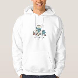 Vit Katt Stickar Vinter Mysiga Hobby Tillbehör Hoodie